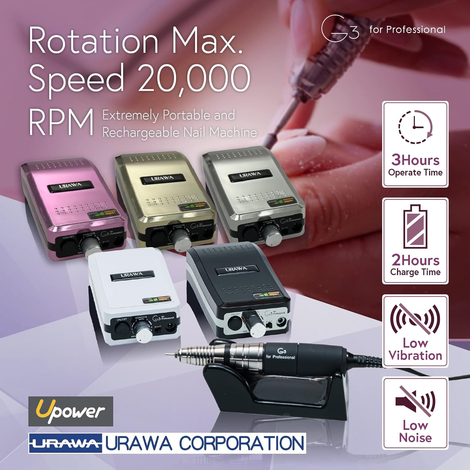 Urawa - Professional Portable Nail Drill G3 Series - White